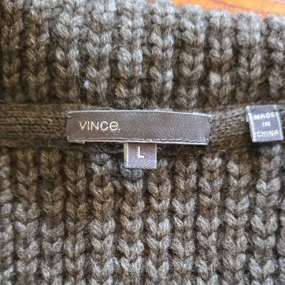 Vince Taupe Wool Knit Cunky Long Cardigan Coat | L - Picture 4 of 5